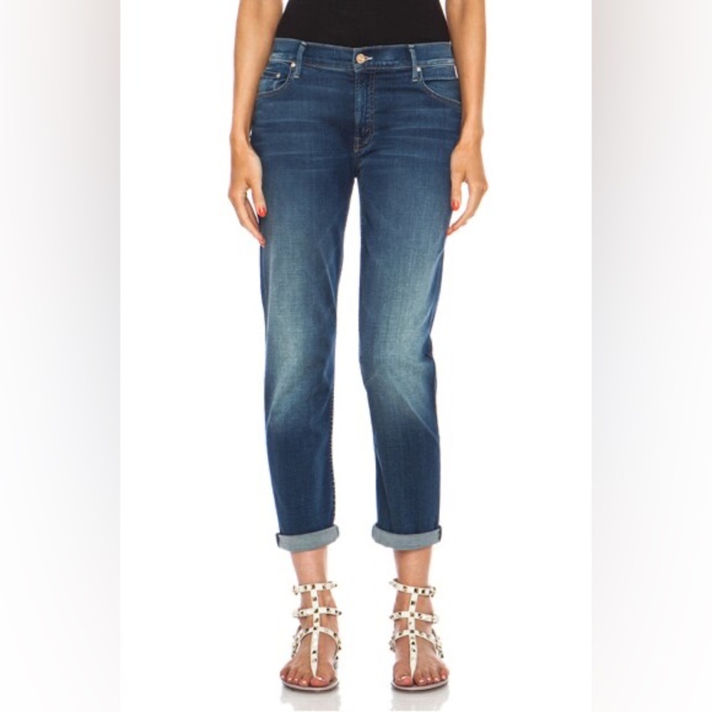 MOTHER The Dropout Smoke and Mirrors Distressed Jeans Size 28 Designer Denim